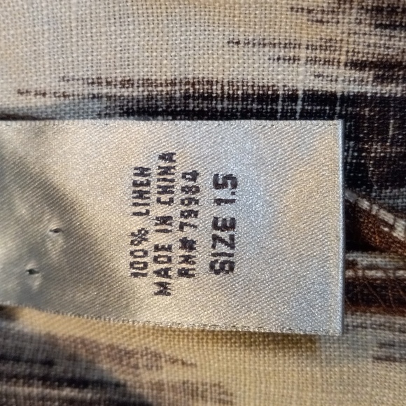 Chico's 1.5 M Shirt Dress Abalone Shell Buttons Front Brown White Black Midi - Picture 12 of 13